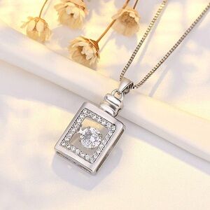 Perfume bottle stainless Silver Pendant Necklace